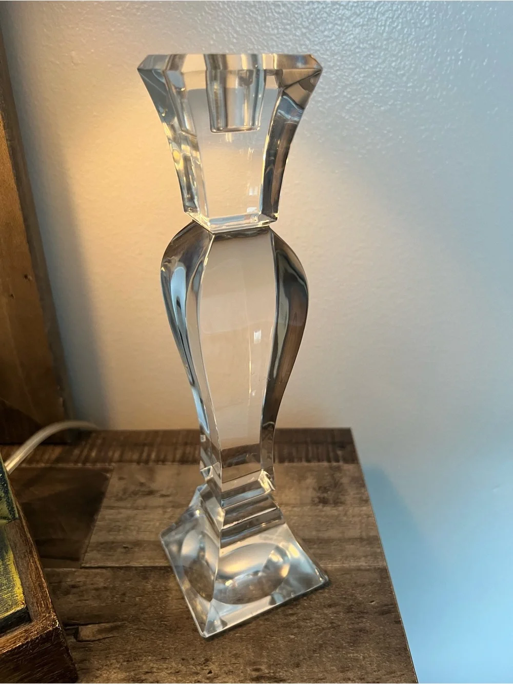 Clear Glass Crystal Pillar Candle Holder